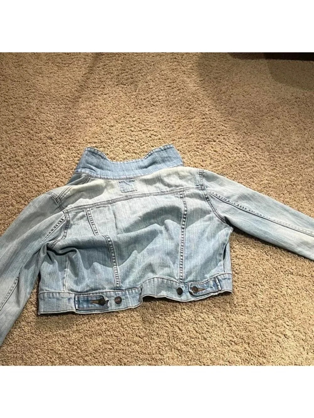 Old Navy Girls Size M Blue Denim Jacket Collared Button Front Pockets Short